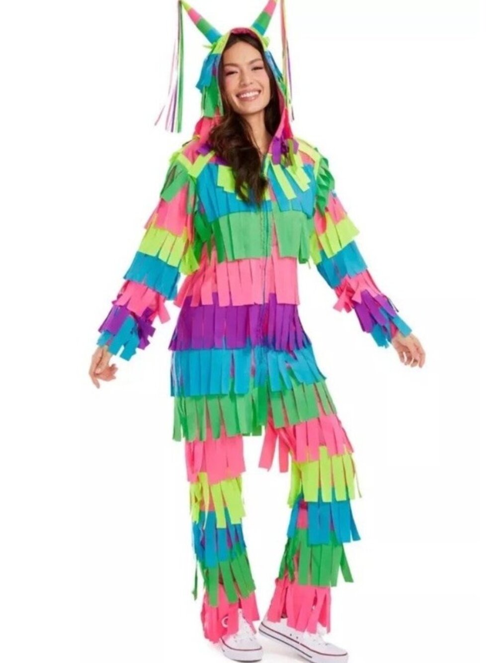 Tipsy Elves XS Pinata Full Zip Jumpsuit Halloween Party Fiesta Costume Hood
